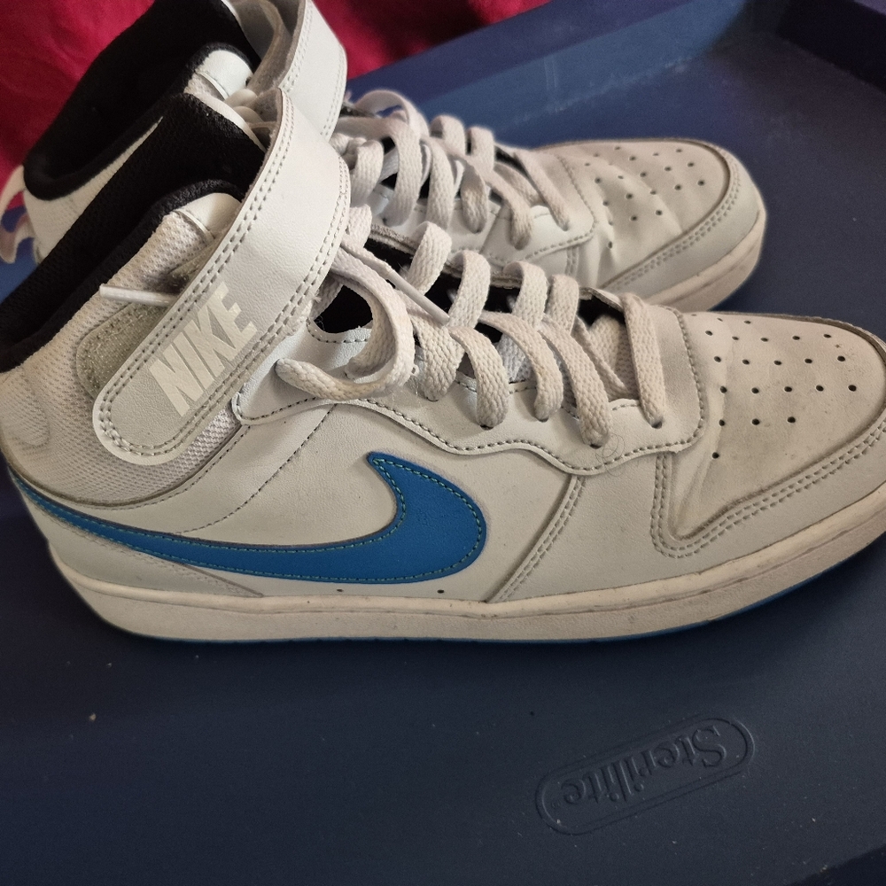 Nike Mens White and Blue Sneakers